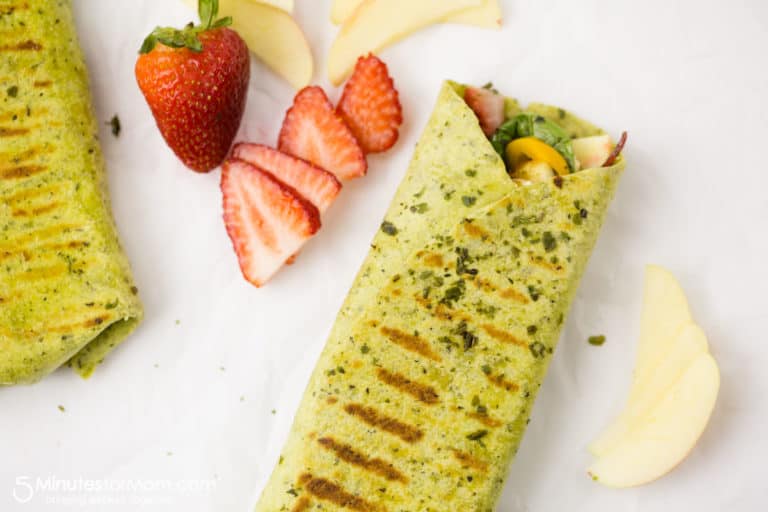 Grilled Chicken Wrap with Spinach, Strawberries and Walnuts