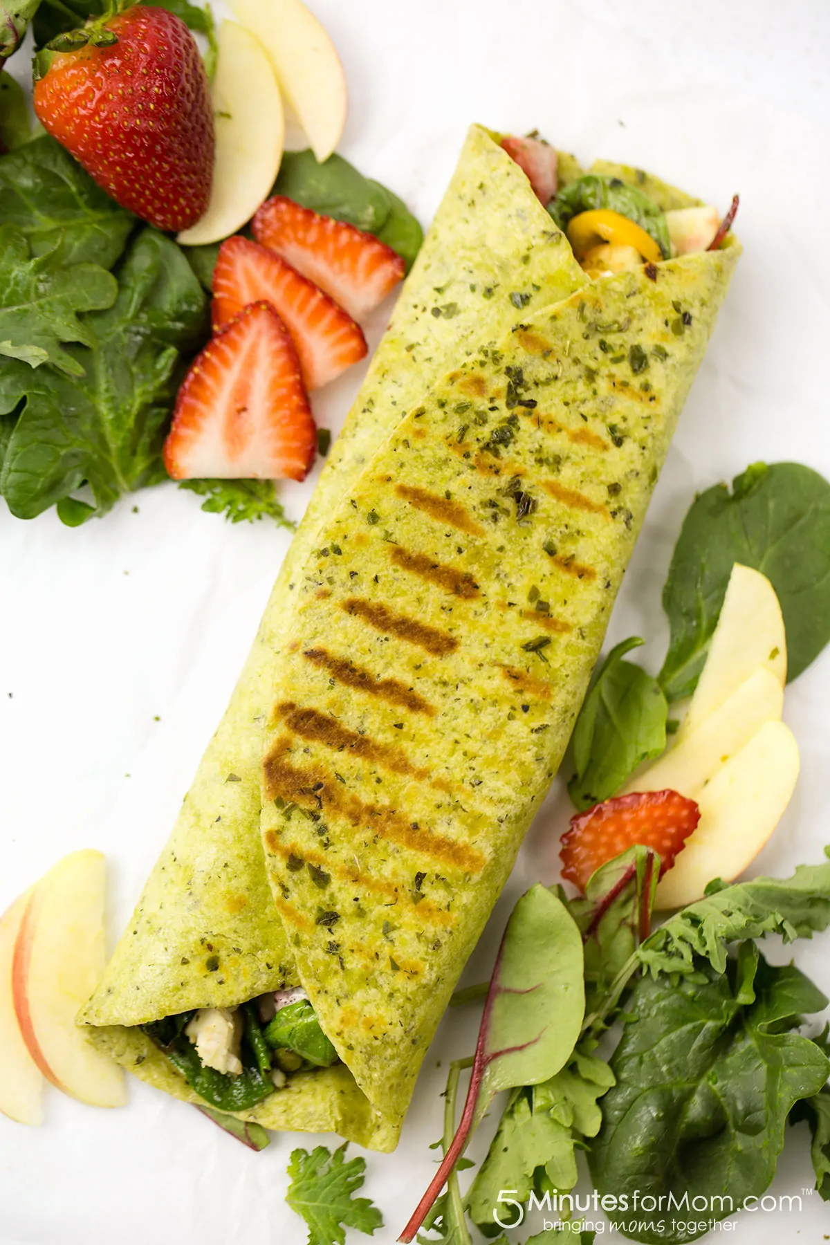 Grilled Chicken Wrap with Spinach, Strawberries and Walnuts