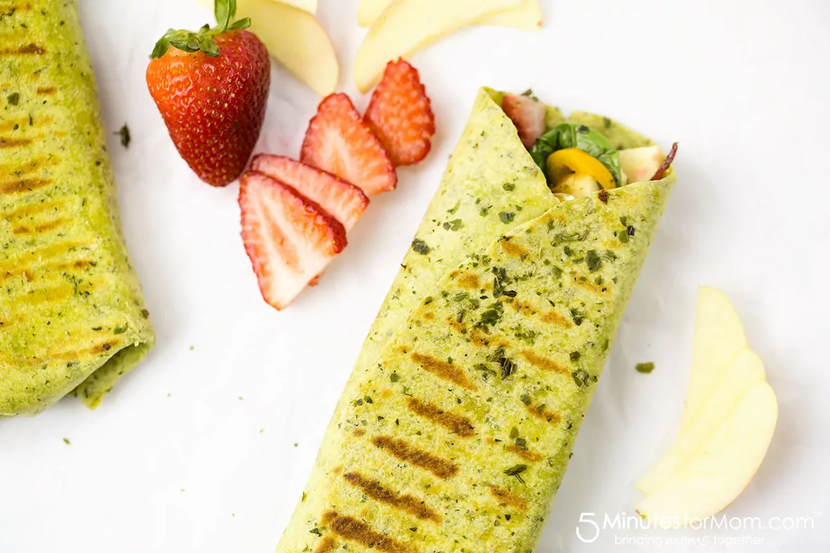 Grilled Chicken Wrap with Spinach, Strawberries and Walnuts