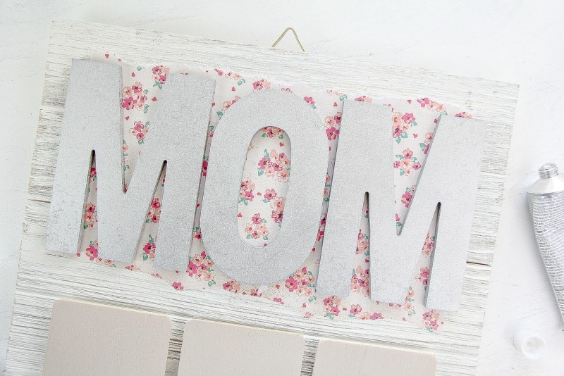 Attach letters to diy pallet picture frame