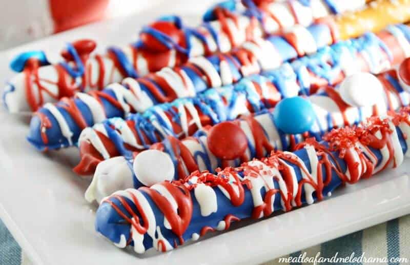 easy patriotic candy coated pretzel sticks