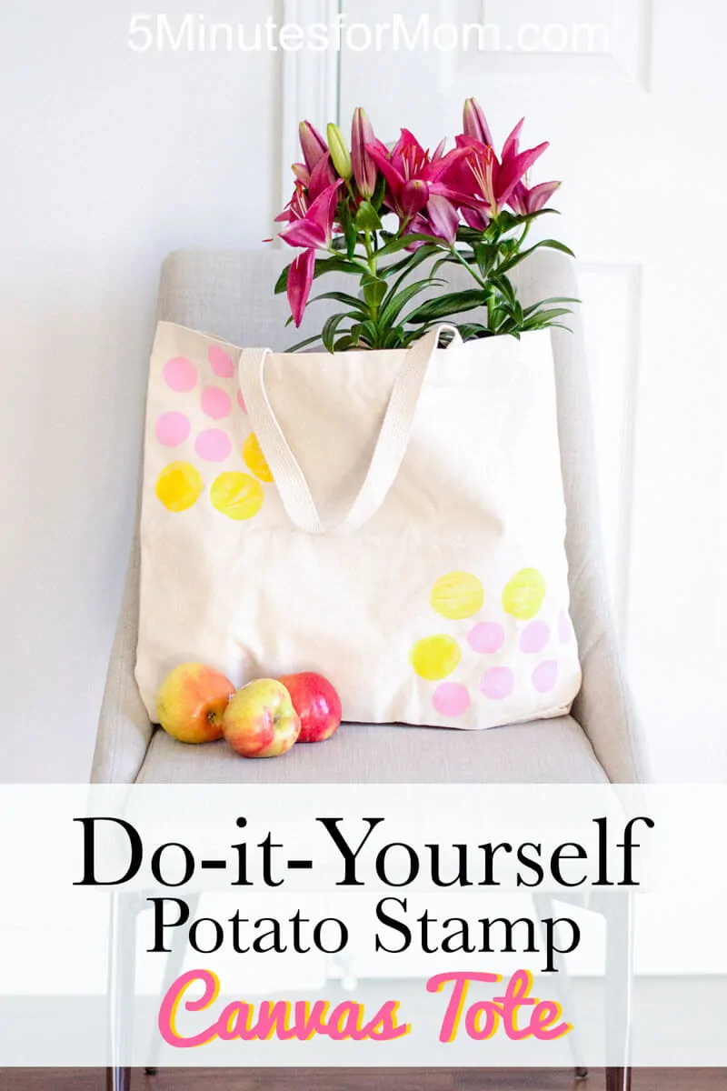 DIY Canvas Tote Bag With Potato Stamp Design - Easy Craft