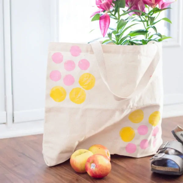 DIY Canvas Tote Bag With Potato Stamp Design