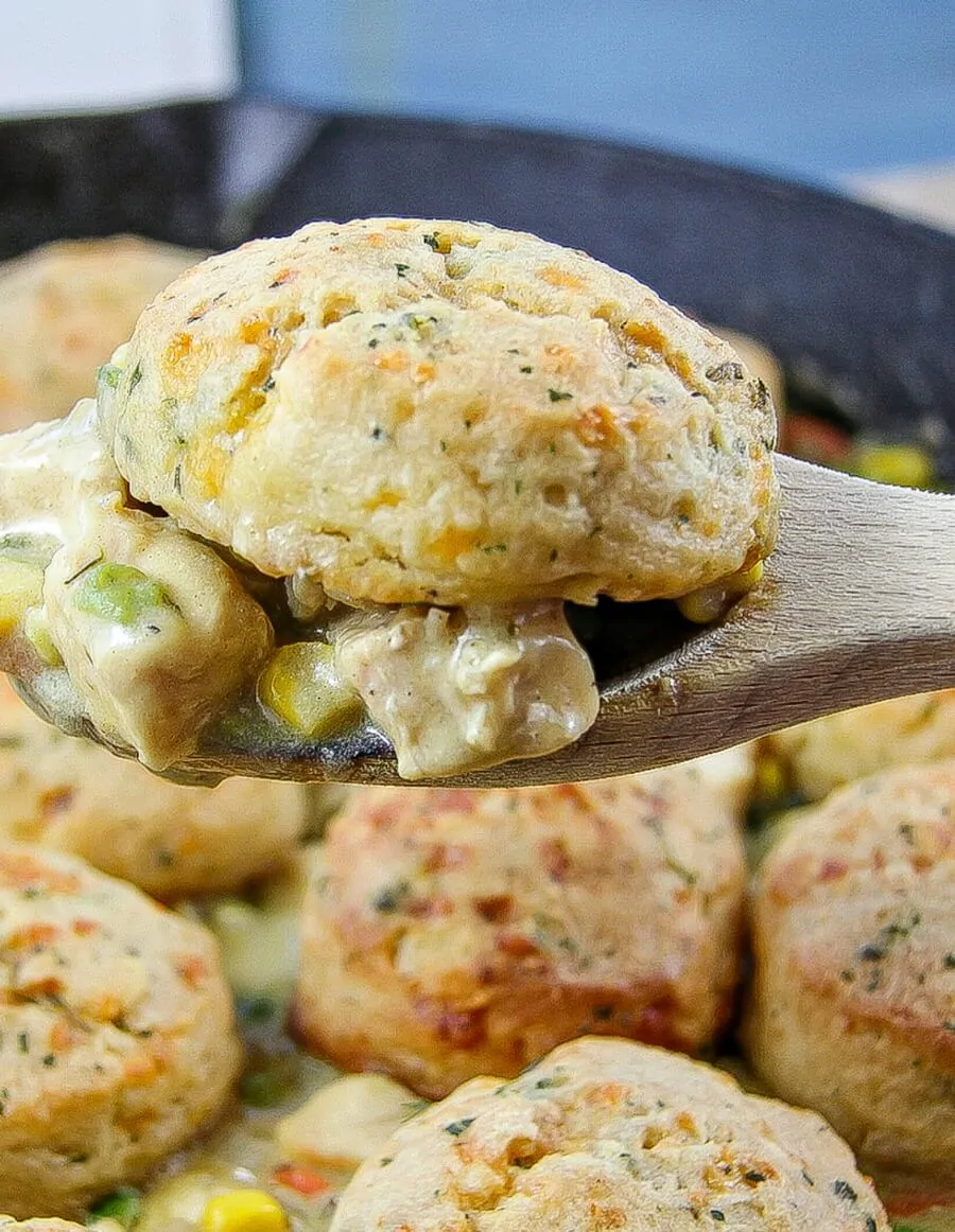 Skillet Chicken Pot Pie With Biscuits