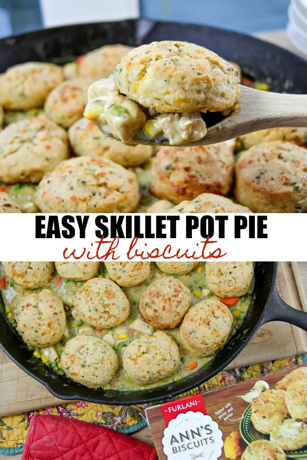 Easy Skillet Chicken Pot Pie With Biscuits Recipe