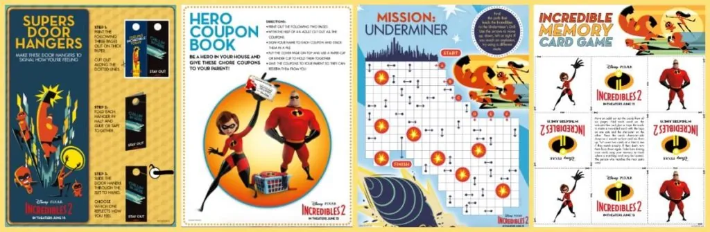 Incredibles 2 Activity Sheets