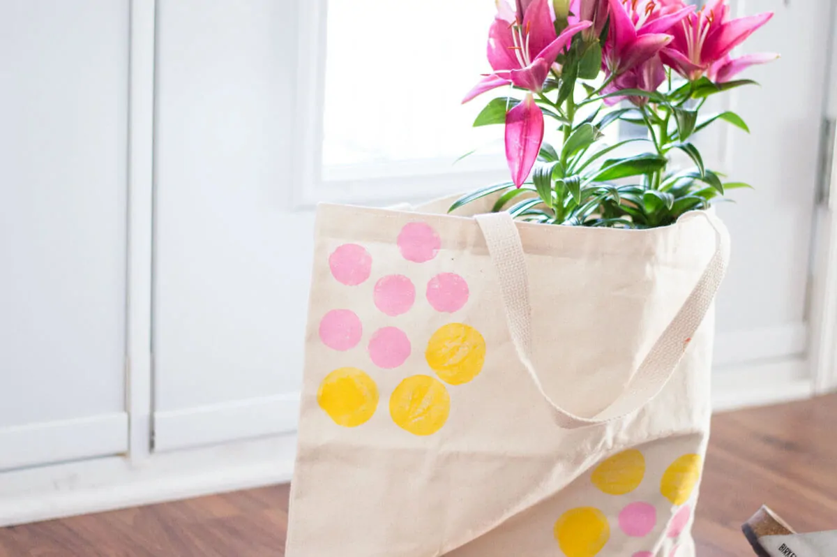 Potato Stamp DIY Canvas Tote Bag - Making A Reusable Bag