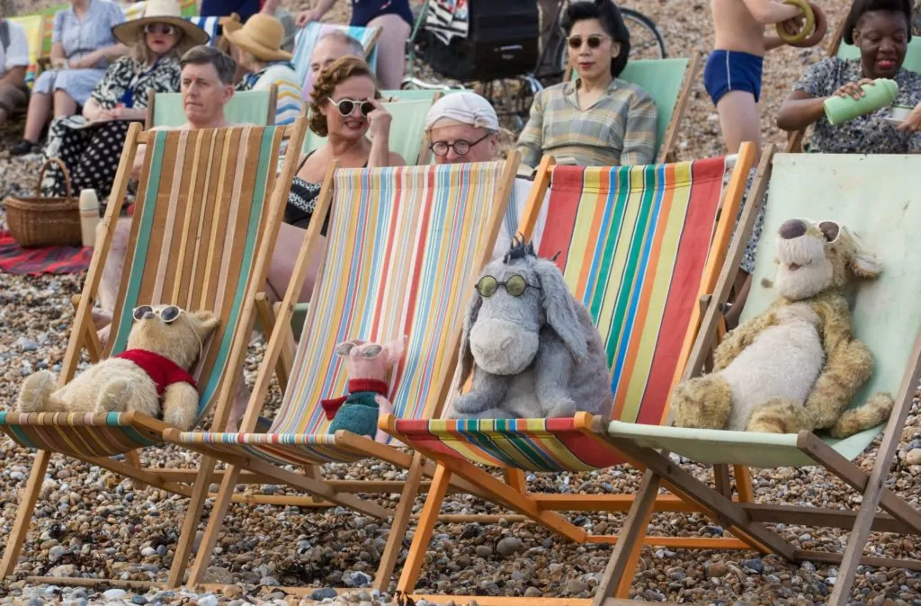 Winnie the Pooh, Eeyore, Piglet, Tigger at the beach