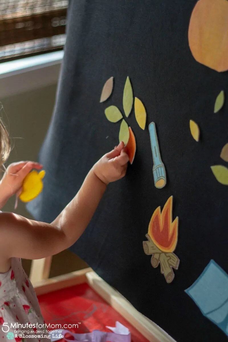 DIY Felt Board with Camping and Fall Felt Pieces