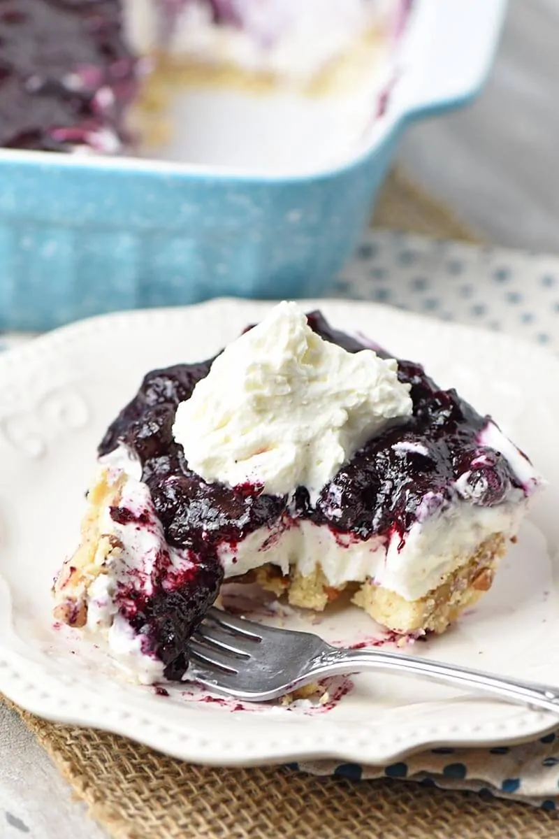 Creamy No Bake Blueberry Dessert from Adventures of Mel