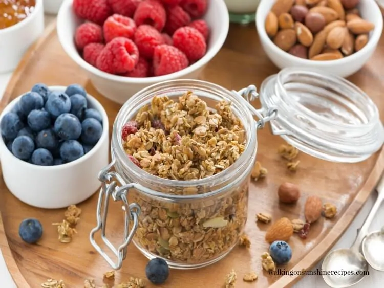 Homemade Stove Top Granola with fruit and nuts