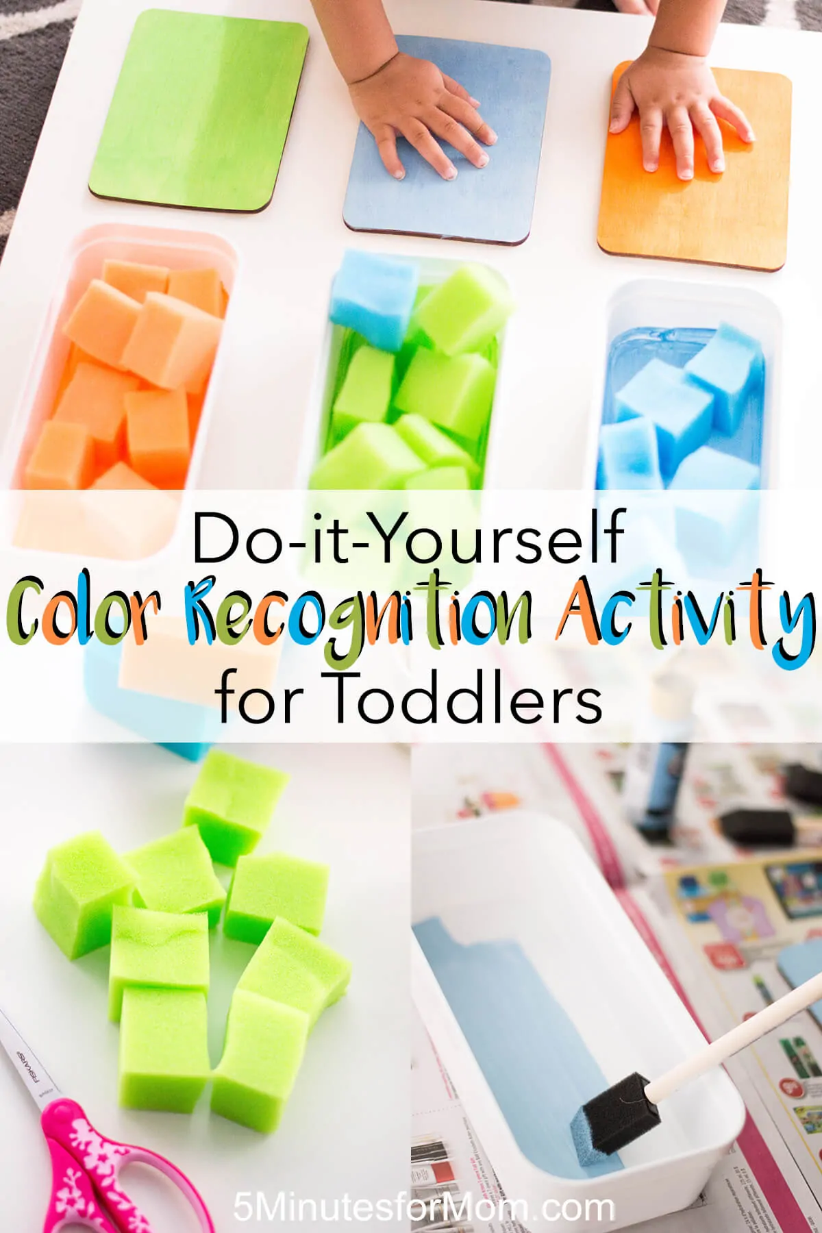 DIY color recognition activity for toddlers - A toddler activity to encourage color recognition and sorting