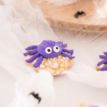 Giving our crinkle cookies a Halloween makeover with buttercream spiders.