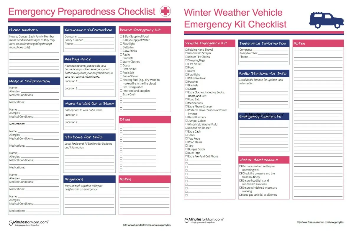 Emergency Preparedness Checklist Free Printable