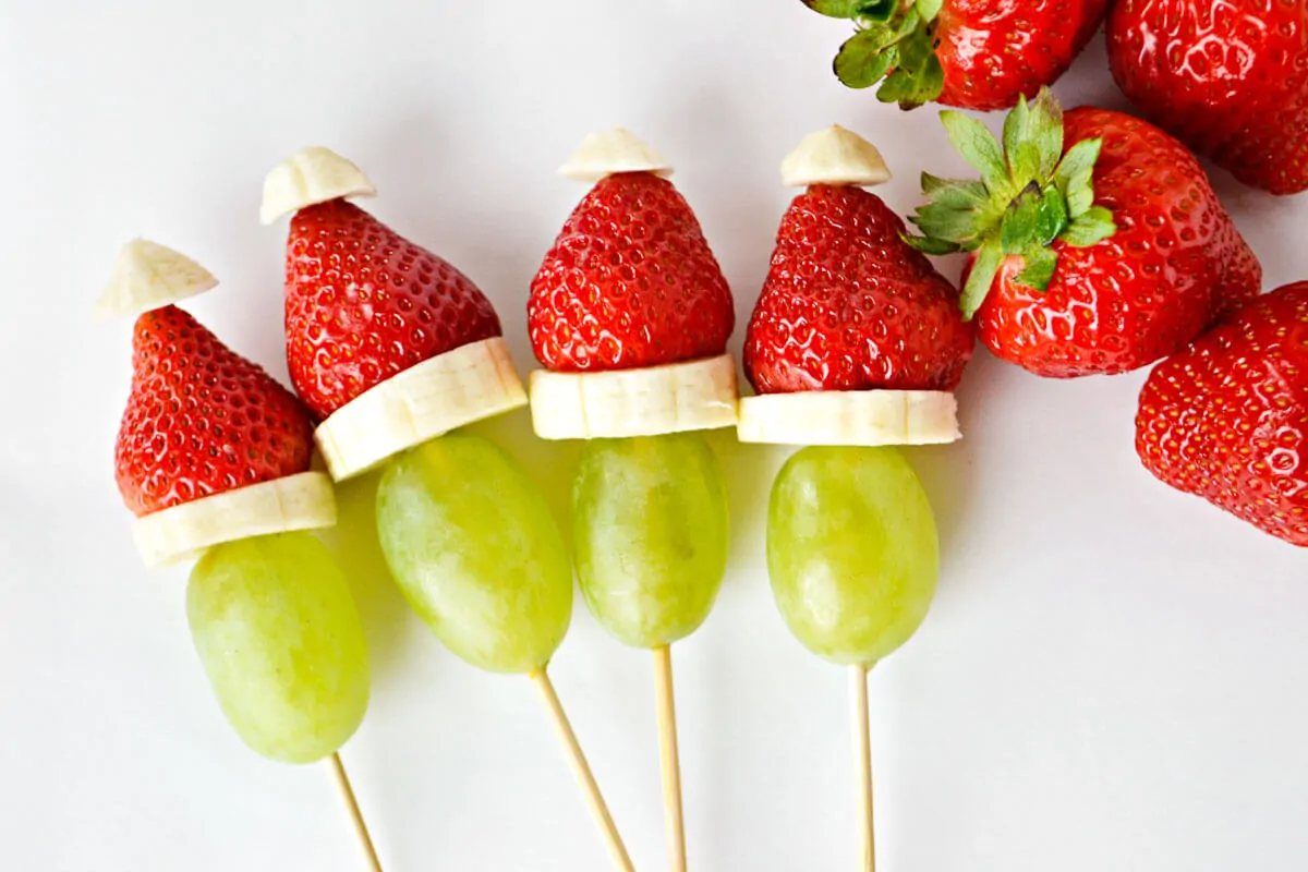 Fruit Grinch Santas - Healthy Christmas Snacks