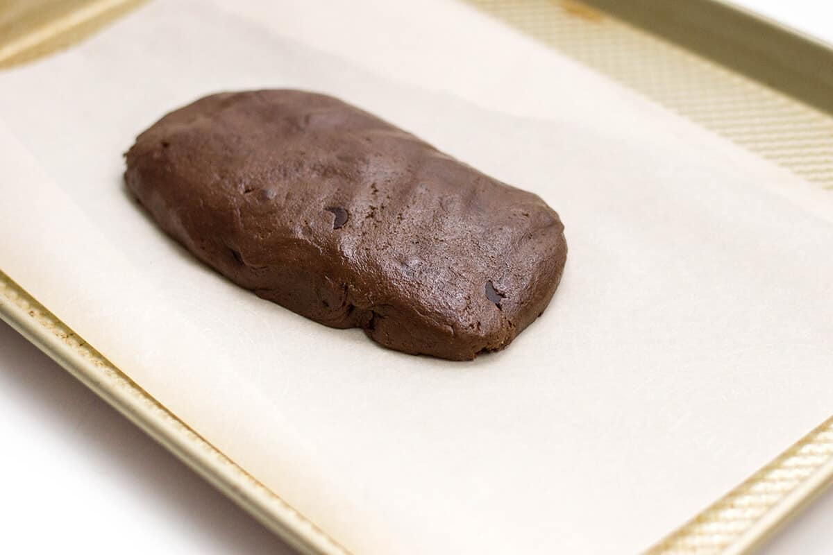 Raw dough for chocolate biscotti 