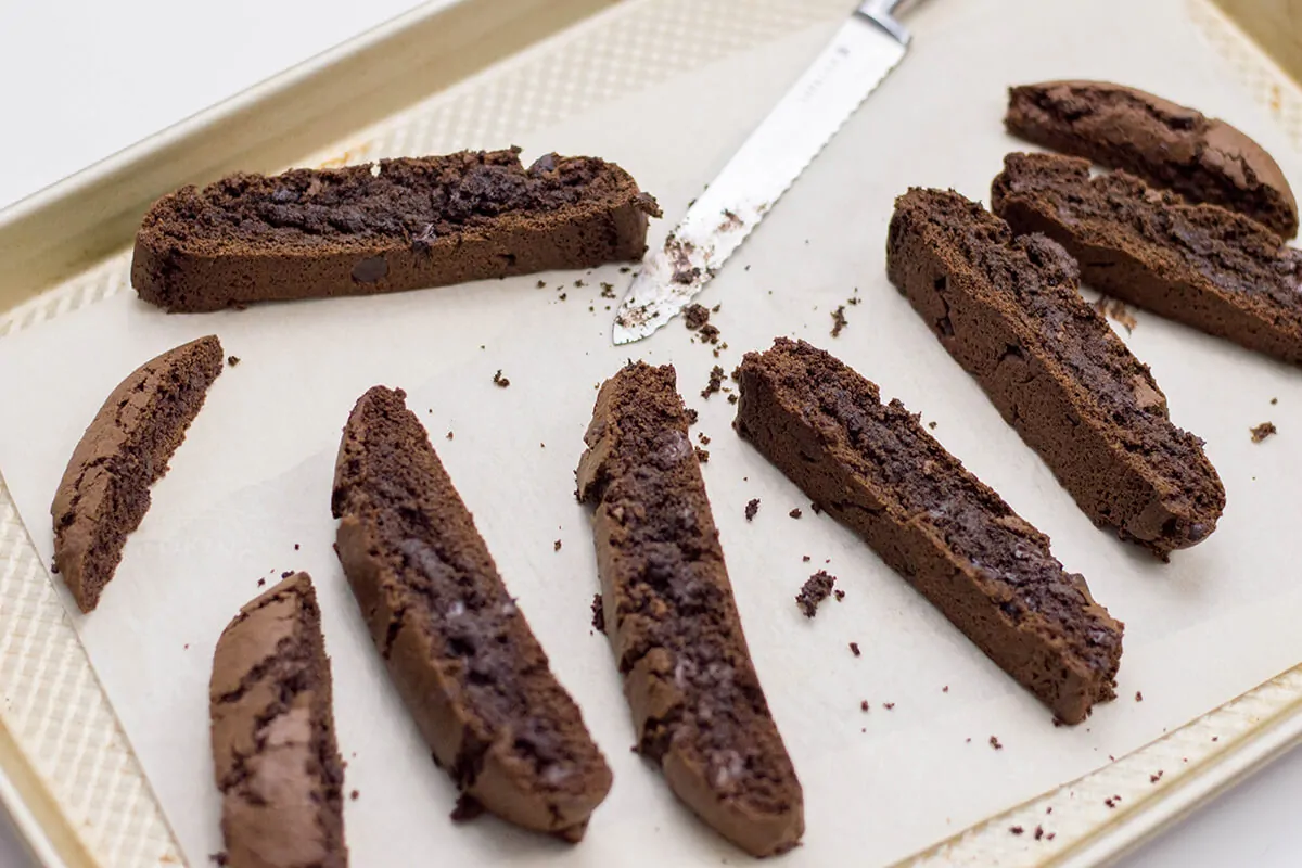 Baked chocolate biscotti