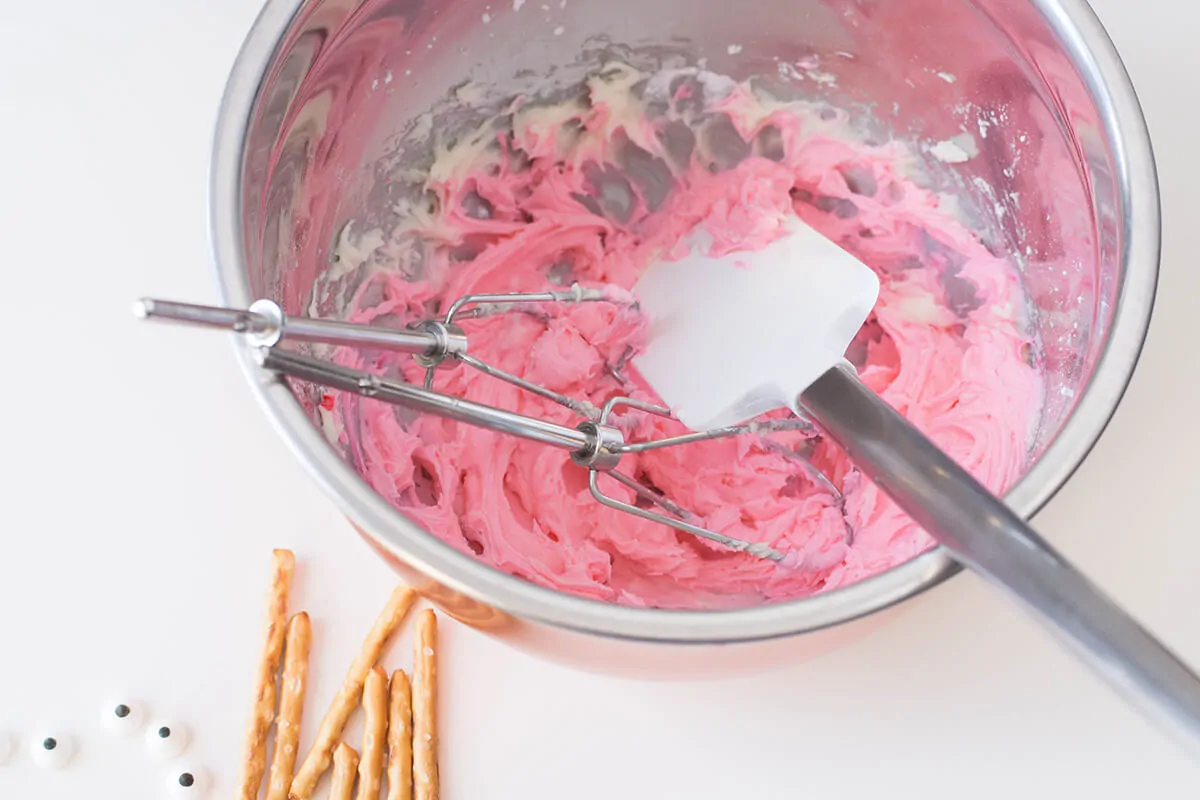 Mixing pink buttercream