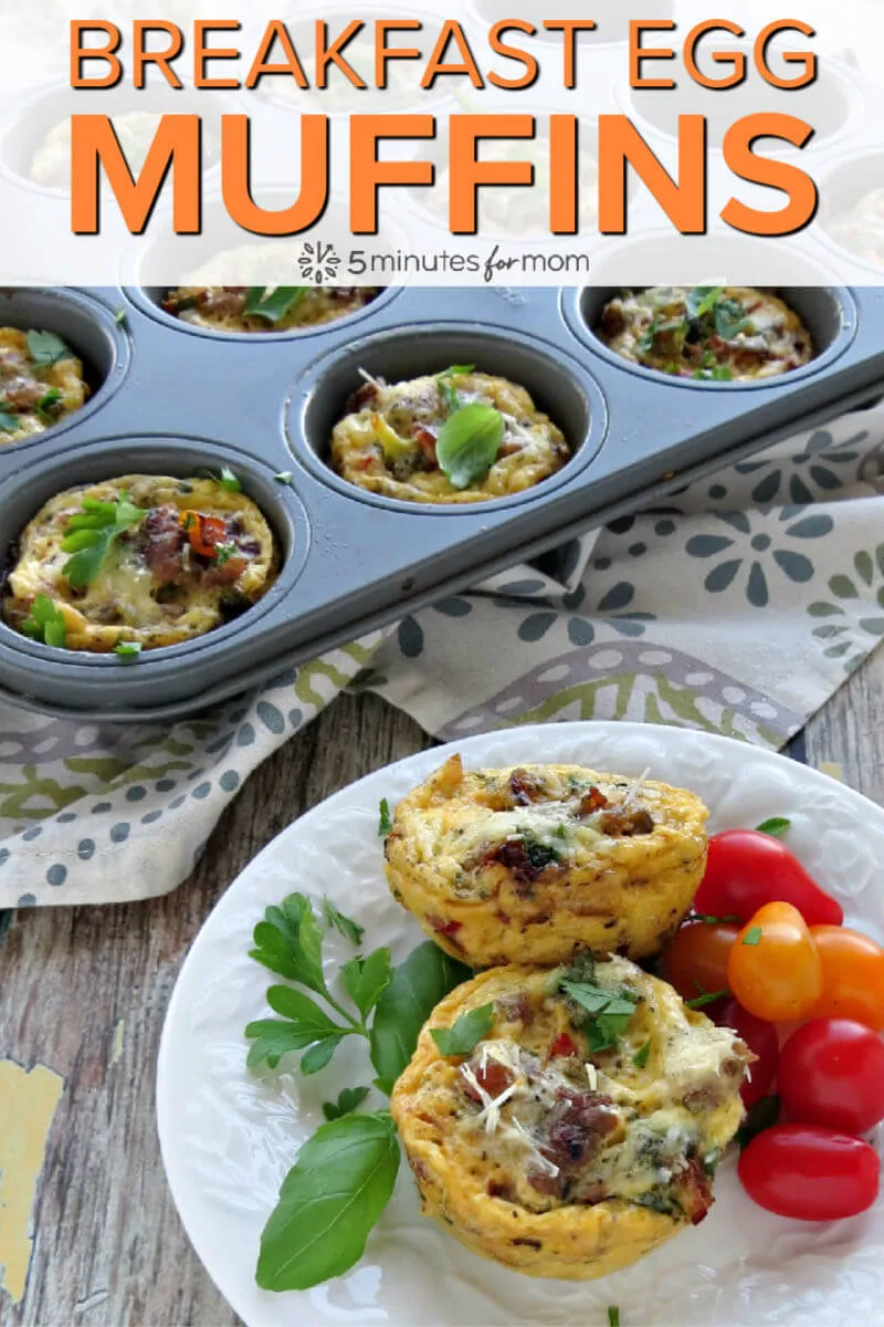 Breakfast Egg Muffins - Loaded with Sausage and Veggies - Easy to make high protein breakfast #eggmuffins #breakfastmuffins