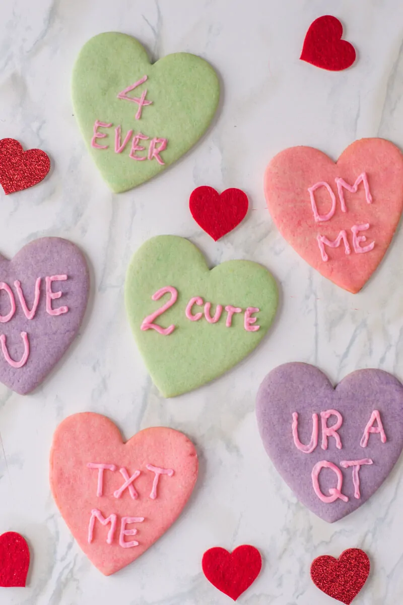 Conversation Heart Cookies for Valentine's Day