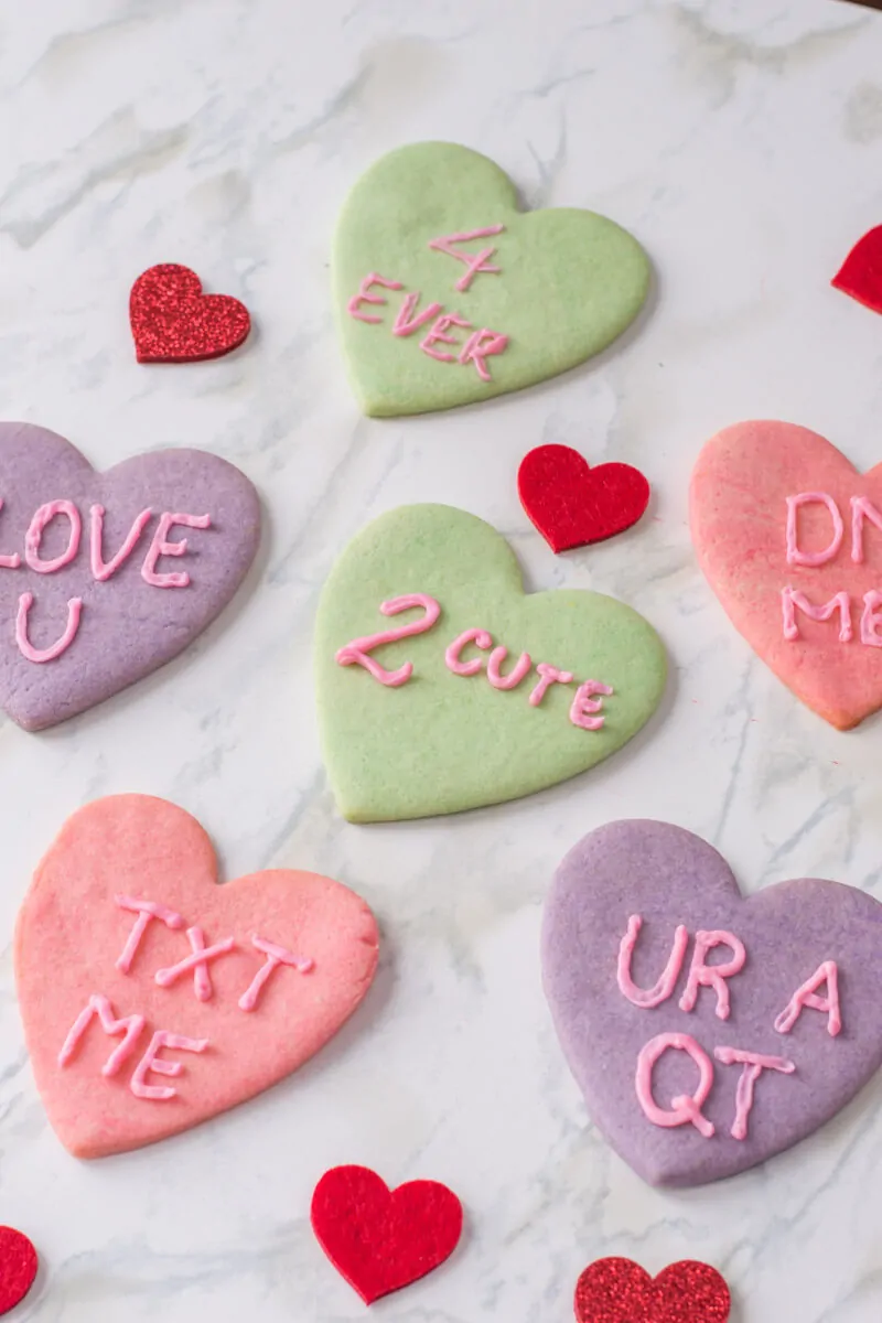 Conversation Heart Cookies for Valentine's Day