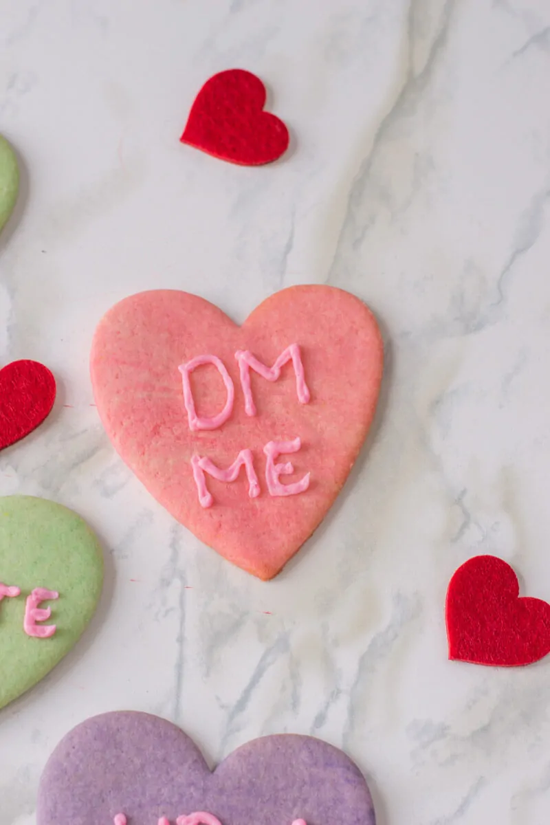 Conversation Heart Cookies for Valentine's Day