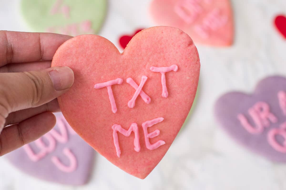 Conversation Heart Cookies for Valentine's Day