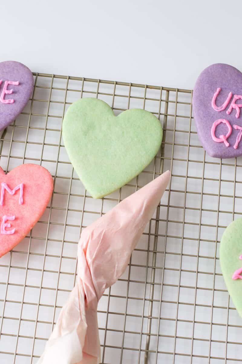 Conversation Heart Cookies for Valentine's Day