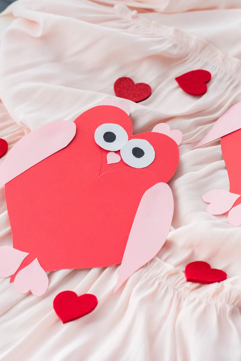 DIY Valentine's Day card made up of heart shapes.