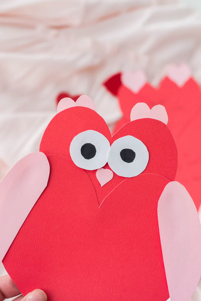 A DIY Valentine's Day card made up of heart shapes: here's how to make an Owl Heart Shape Paper Craft.