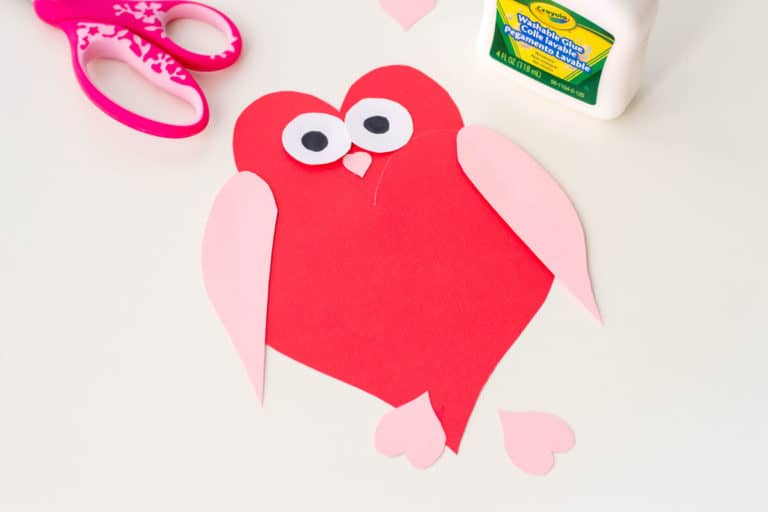 A DIY Valentine's Day card made up of heart shapes: here's how to make an Owl Heart Shape Paper Craft.