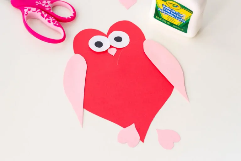 A DIY Valentine's Day card made up of heart shapes: here's how to make an Owl Heart Shape Paper Craft.
