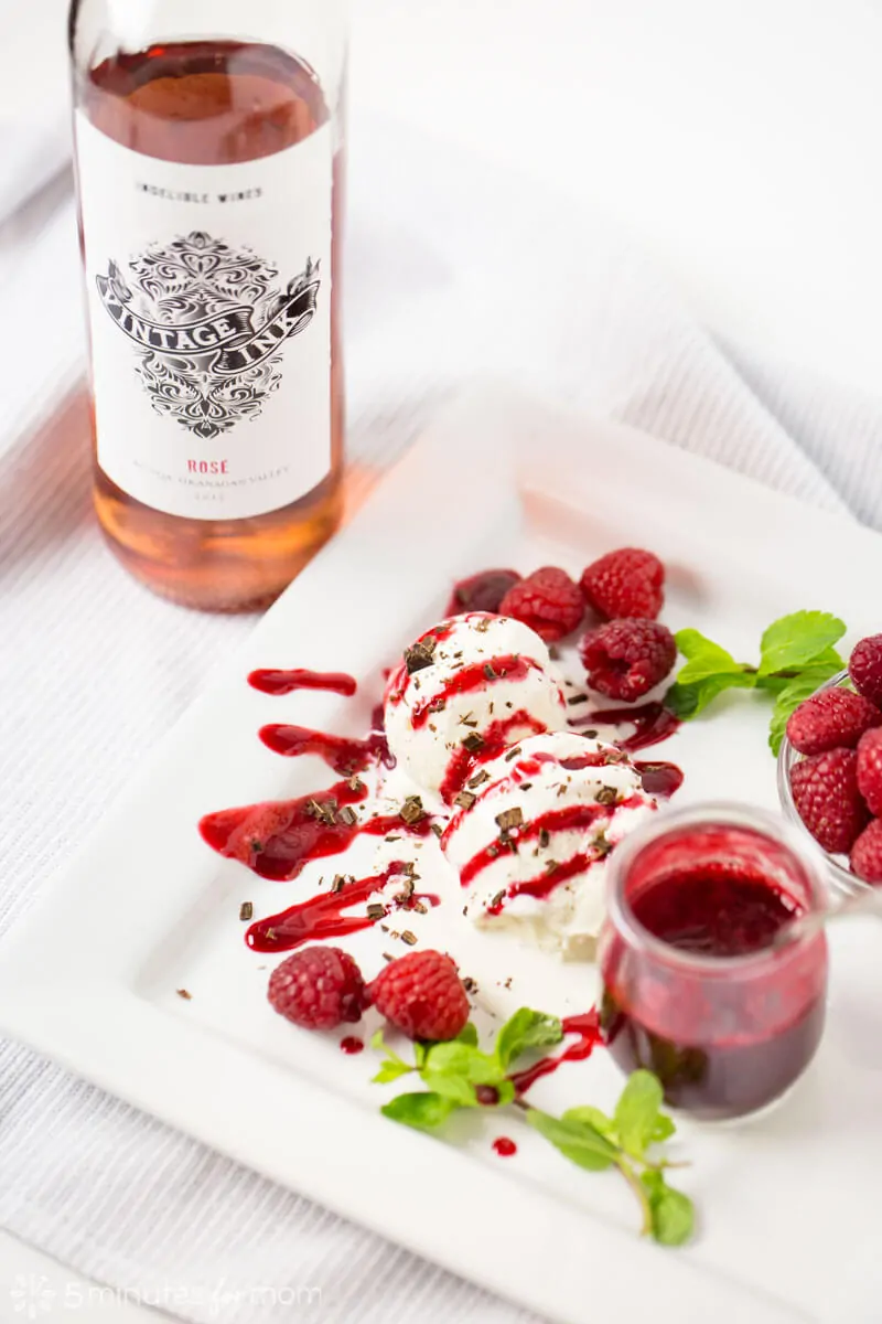 Rose wine next to dessert