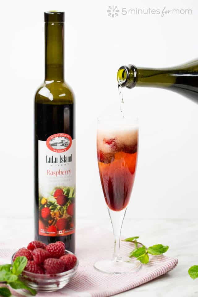 Raspberry Sparkling Wine Cocktail 5 Minutes for Mom