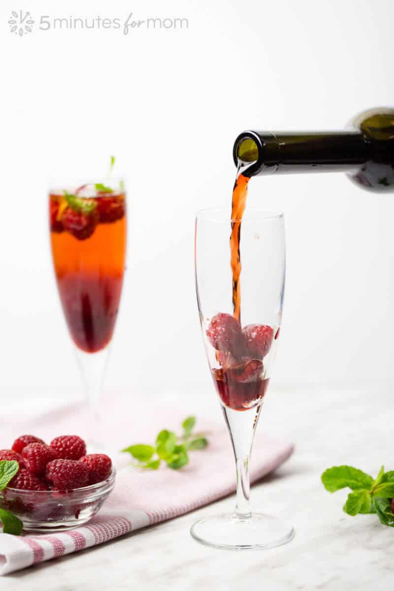 Raspberry Sparkling Wine Cocktail 5 Minutes for Mom