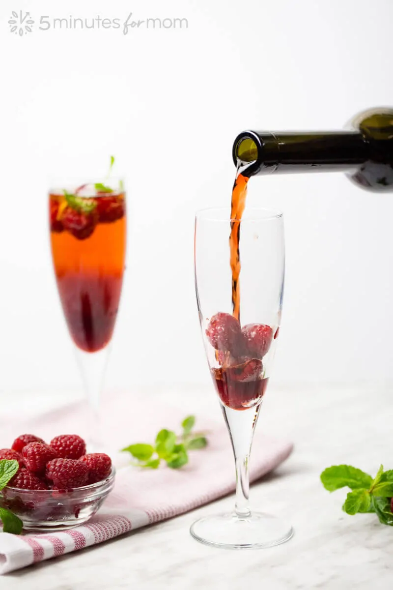 Fresh Raspberries with Raspberry Sparkling Wine Cocktail