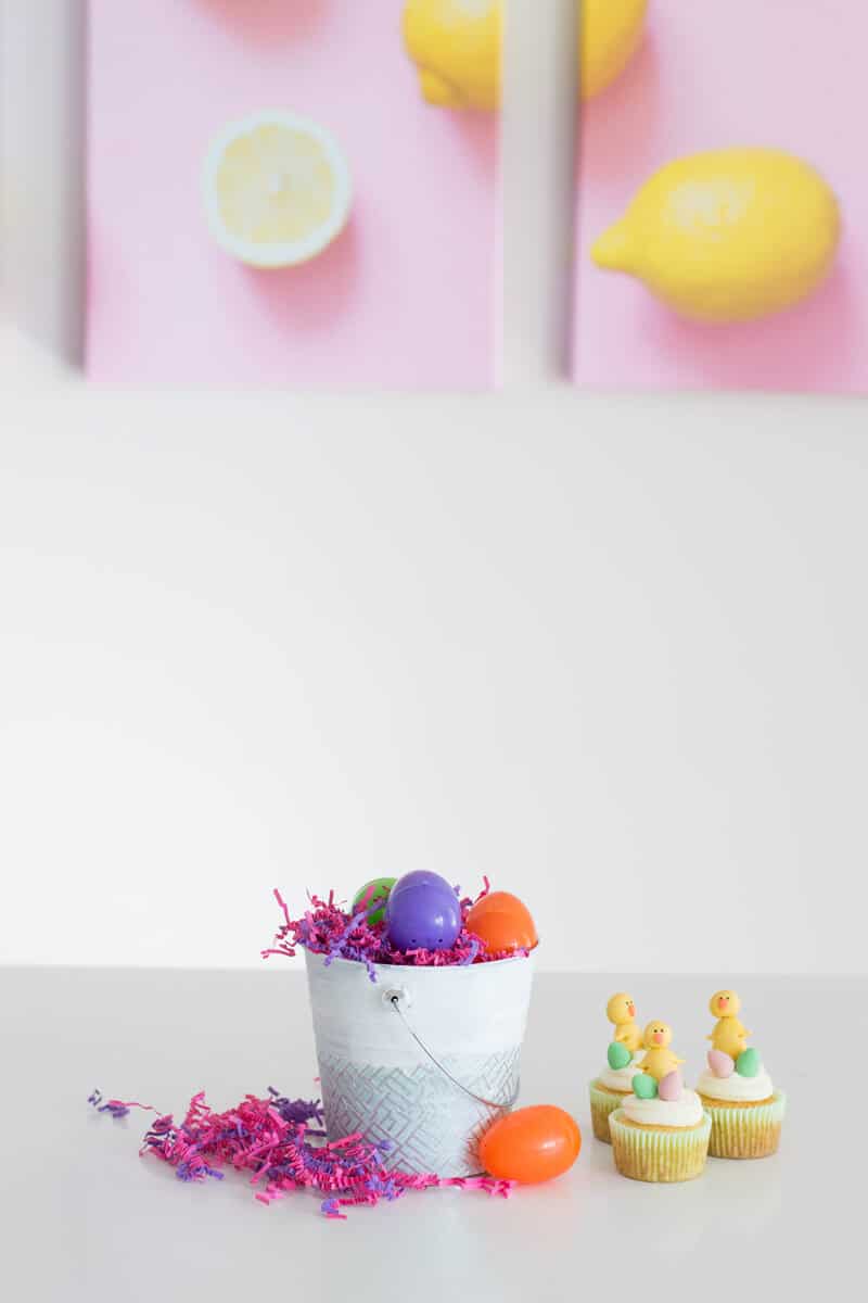 A DIY Easter Centerpiece made up of low-budget crafting items