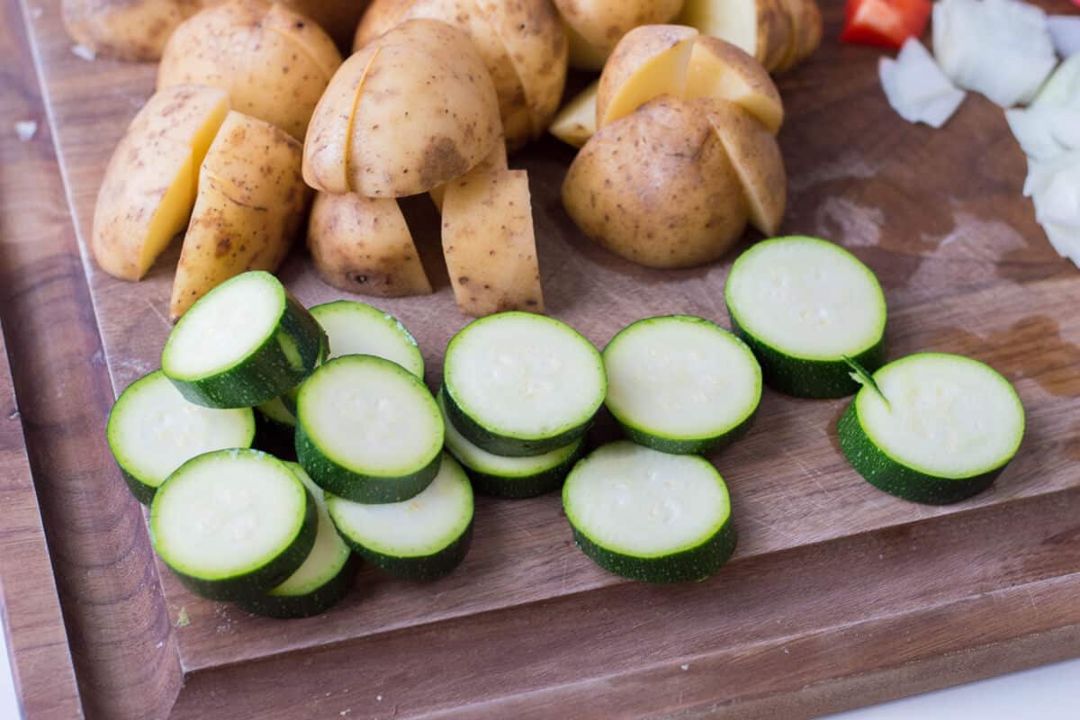 Potatoes and zucchini