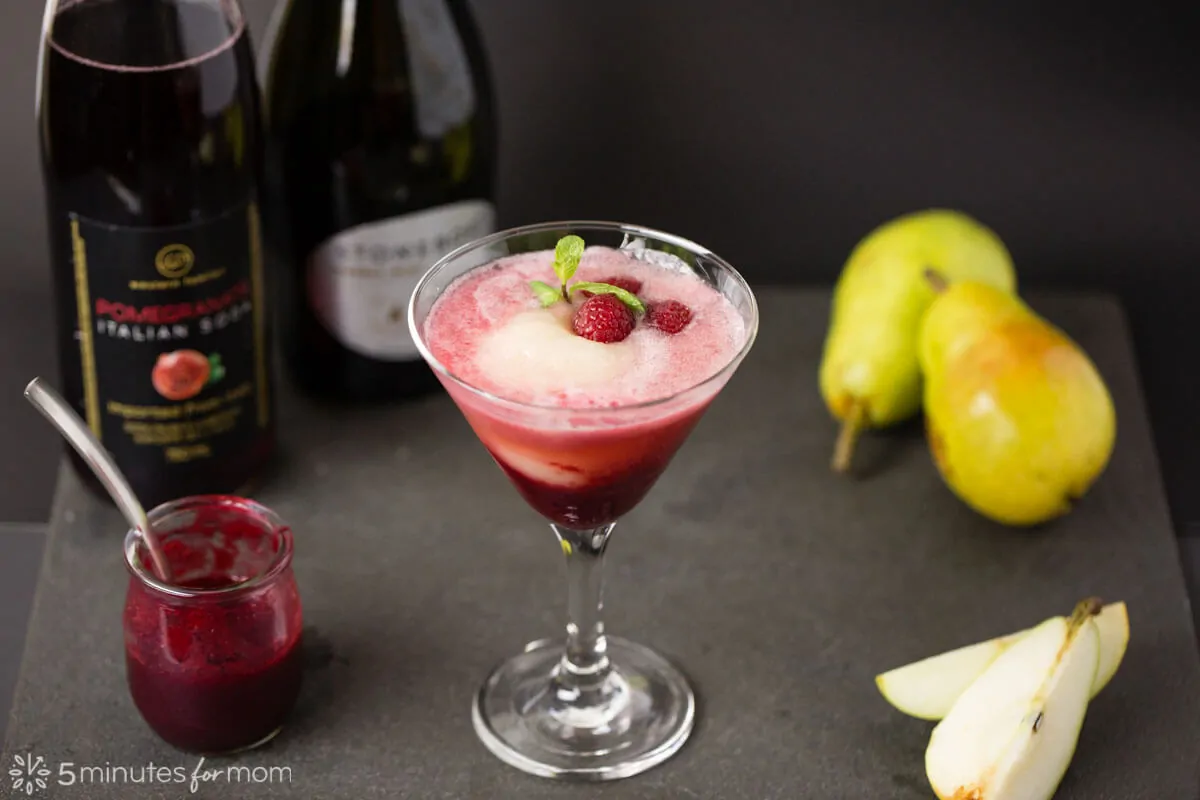 Raspberry, Pomegranate and Pear Bellini
