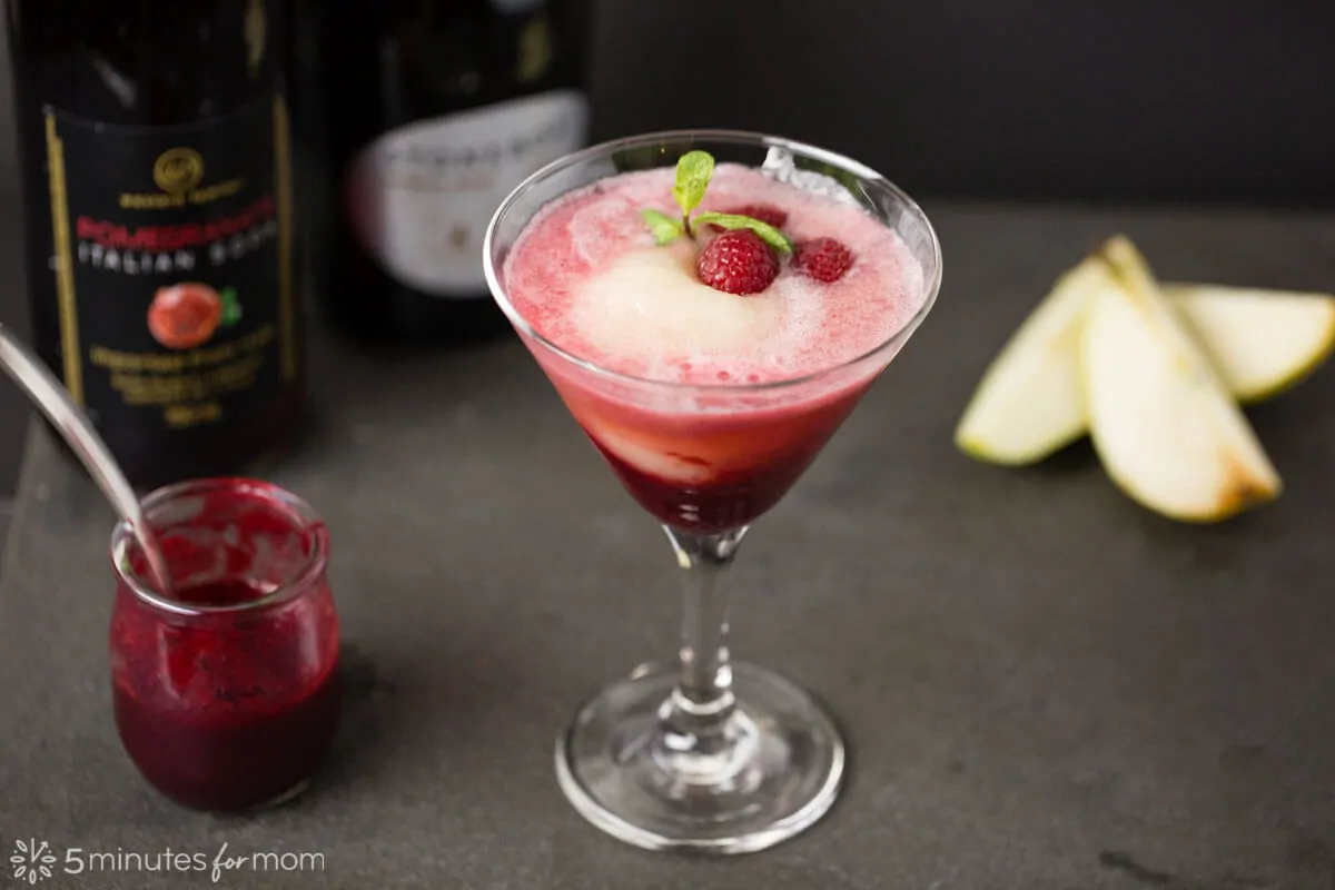 Raspberry, Pomegranate, and Pear Bellini