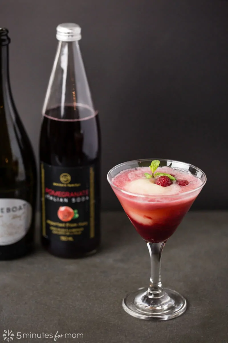 Raspberry, Pomegranate, and Pear Bellini