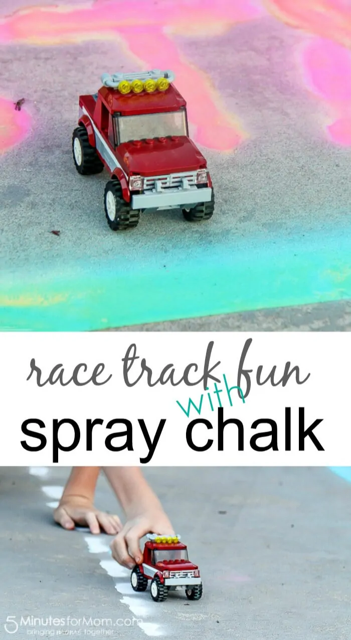 Spray Chalk Race Track - Outdoor Kids Activities #spraychalk