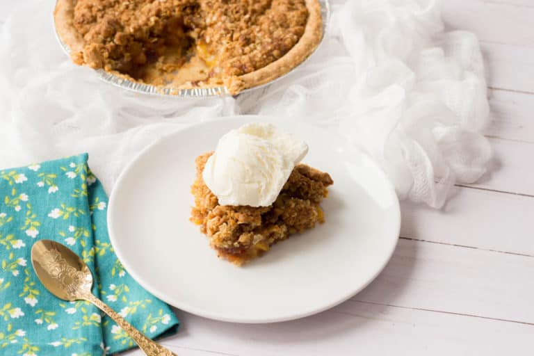 Our recipe for Peach Crumble Pie is easy to prepare and jam-packed full of flavor! Your guests will be begging for seconds!