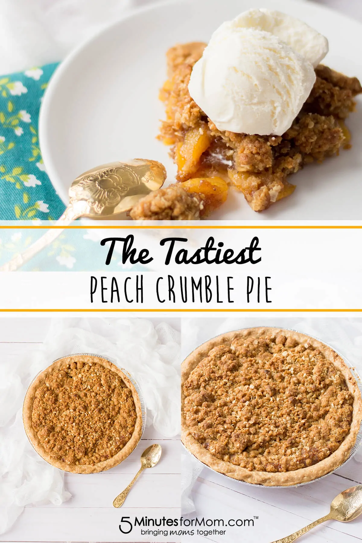 Peach Crumble Pie Recipe - This easy dessert recipe is packed full of flavor! #peach #pie