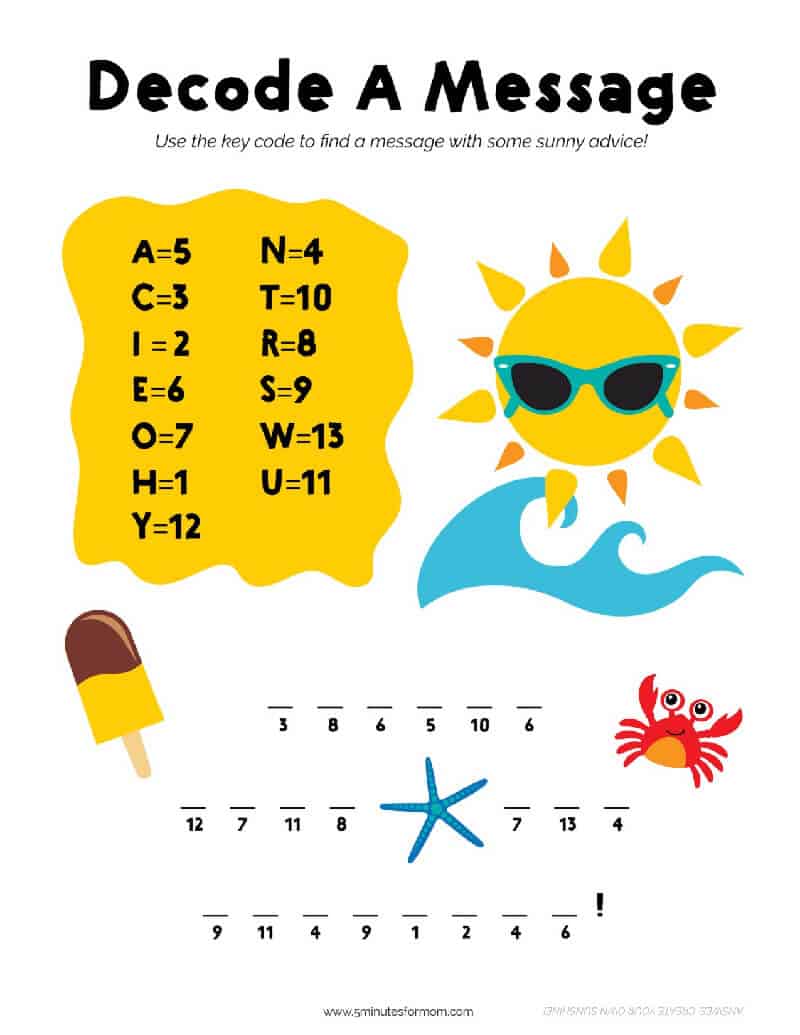 Summer Decode Activity Printable