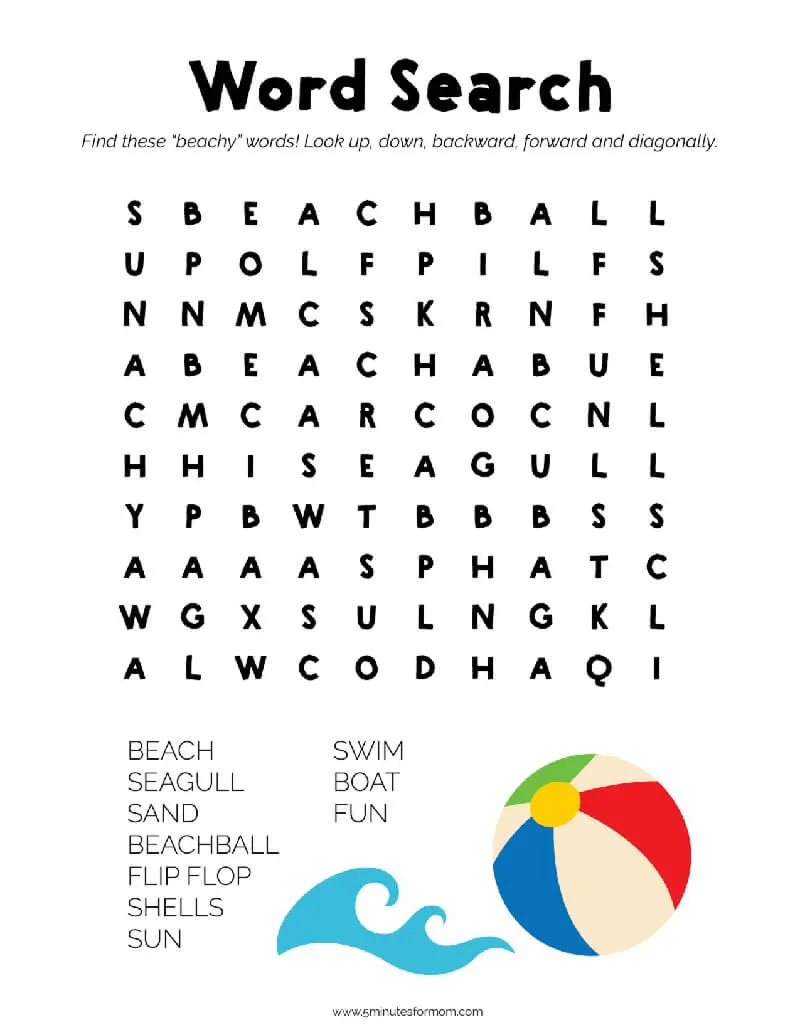 Summer Word Search Bundle, Summer Word Games, Easy, Medium, Hard