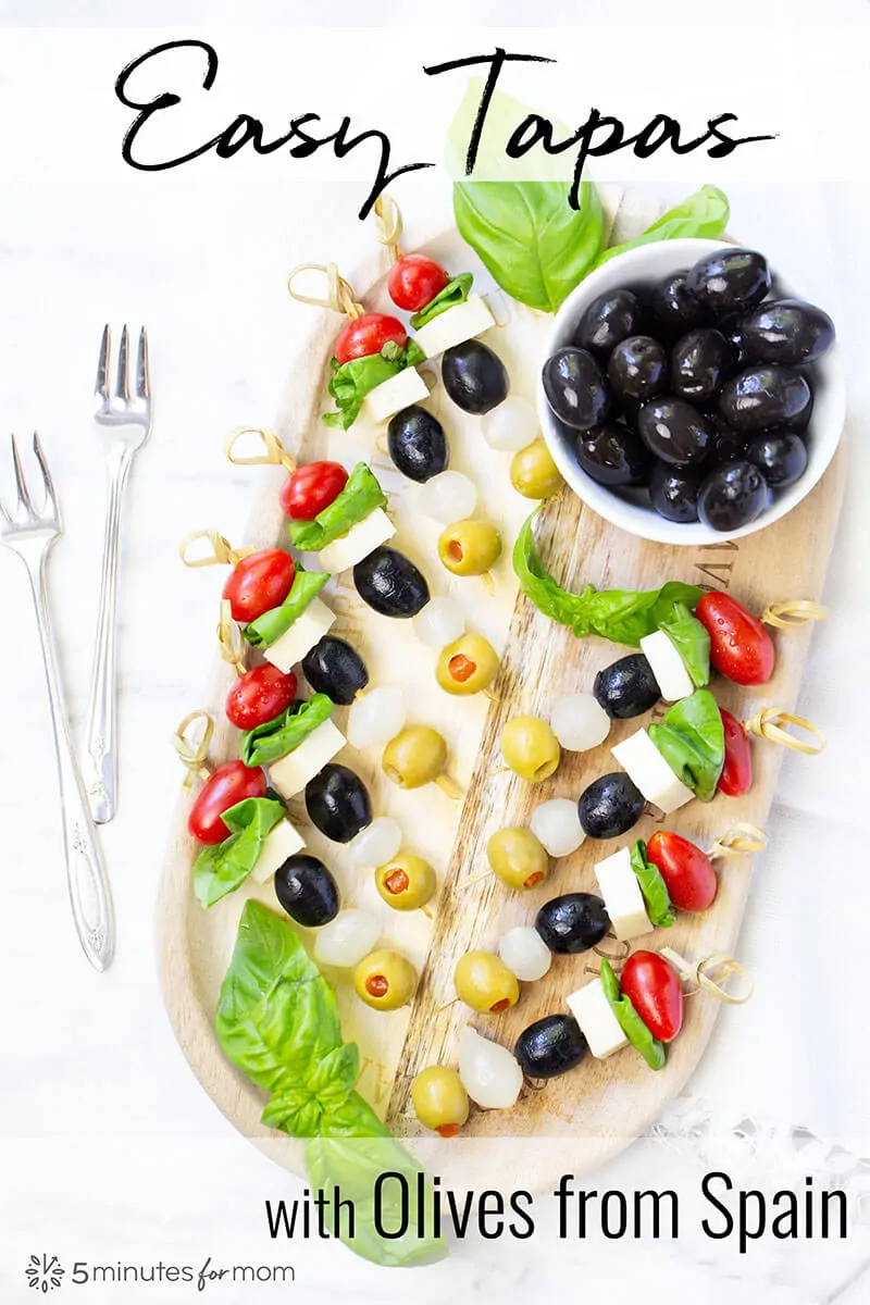 Appetizer Skewers - Easy Tapas with Olives from Spain