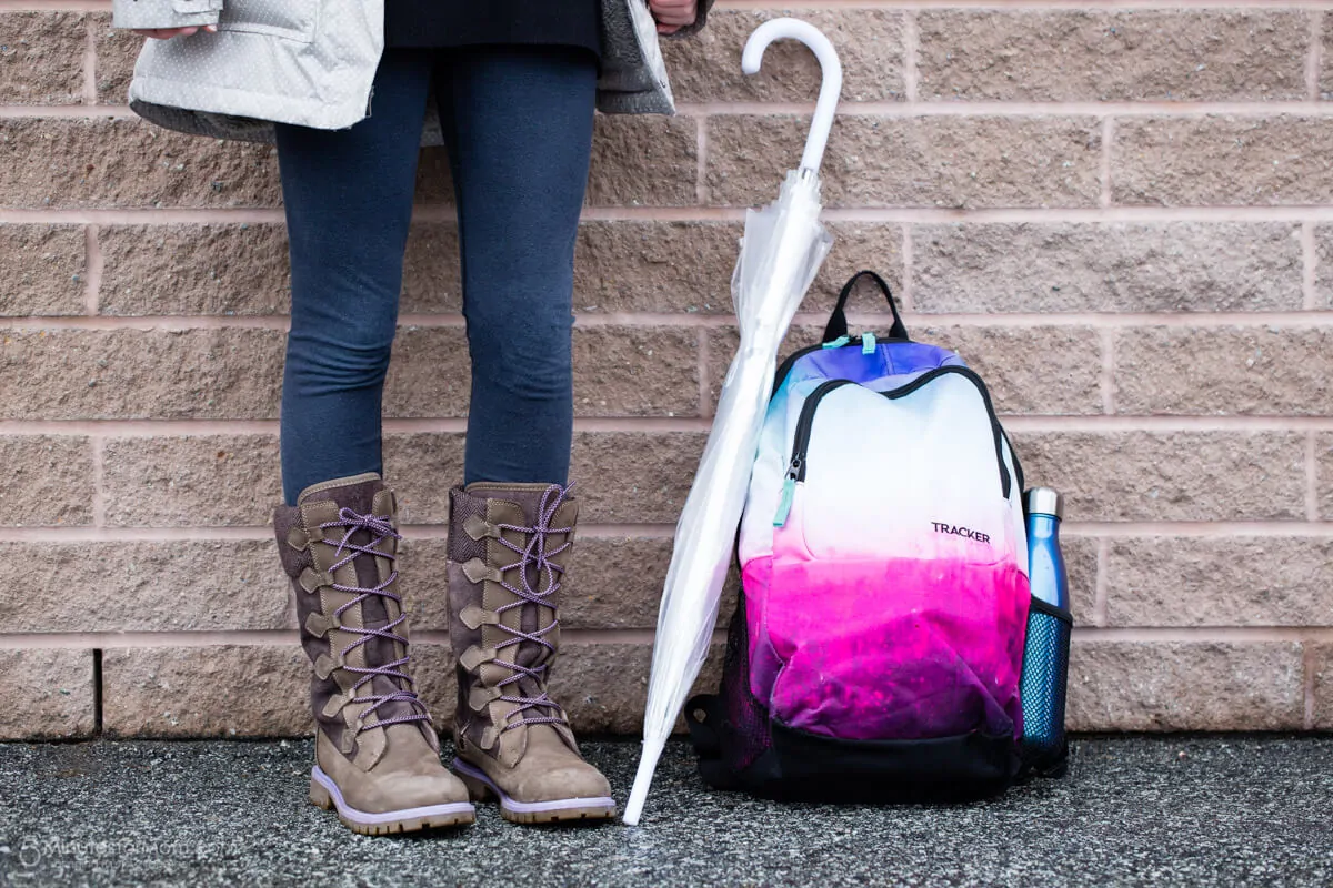 Back to School Shopping - Boots Backpack and Umbrella