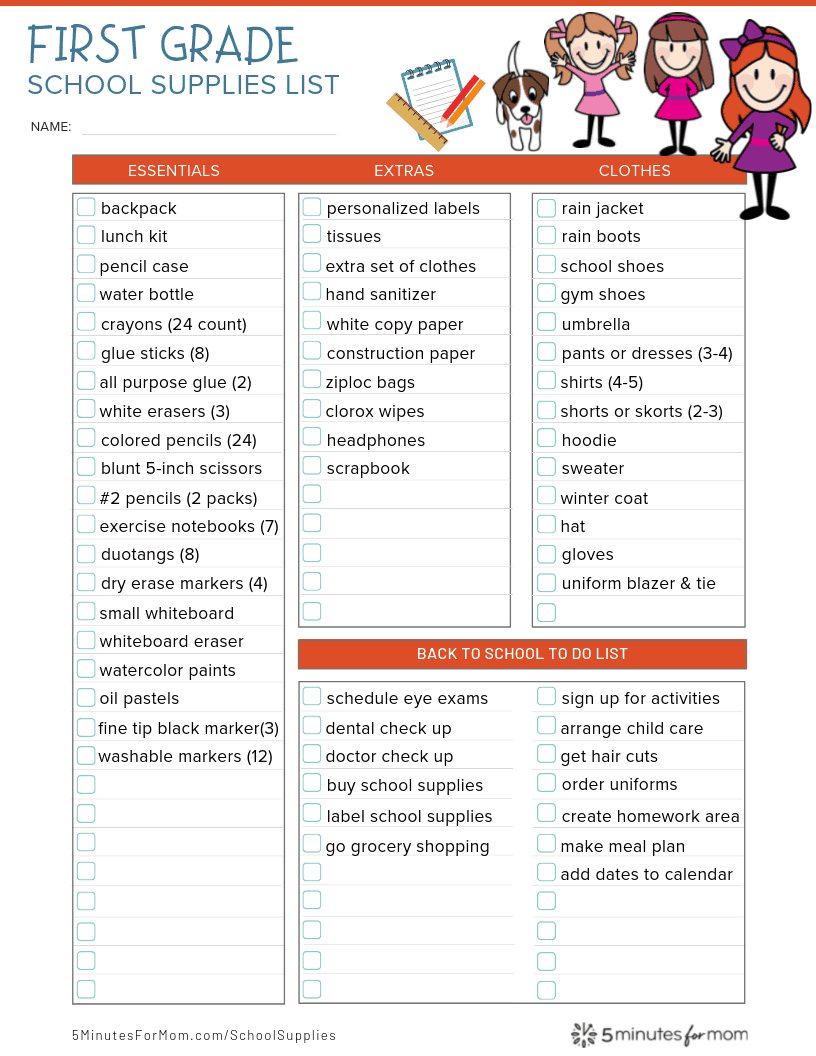 School Supplies List and Back to School Shopping Guide 5 Minutes for Mom