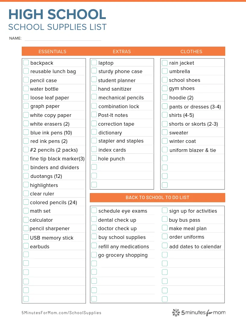 Creative Prep: High School Supplies List to help you keep track of